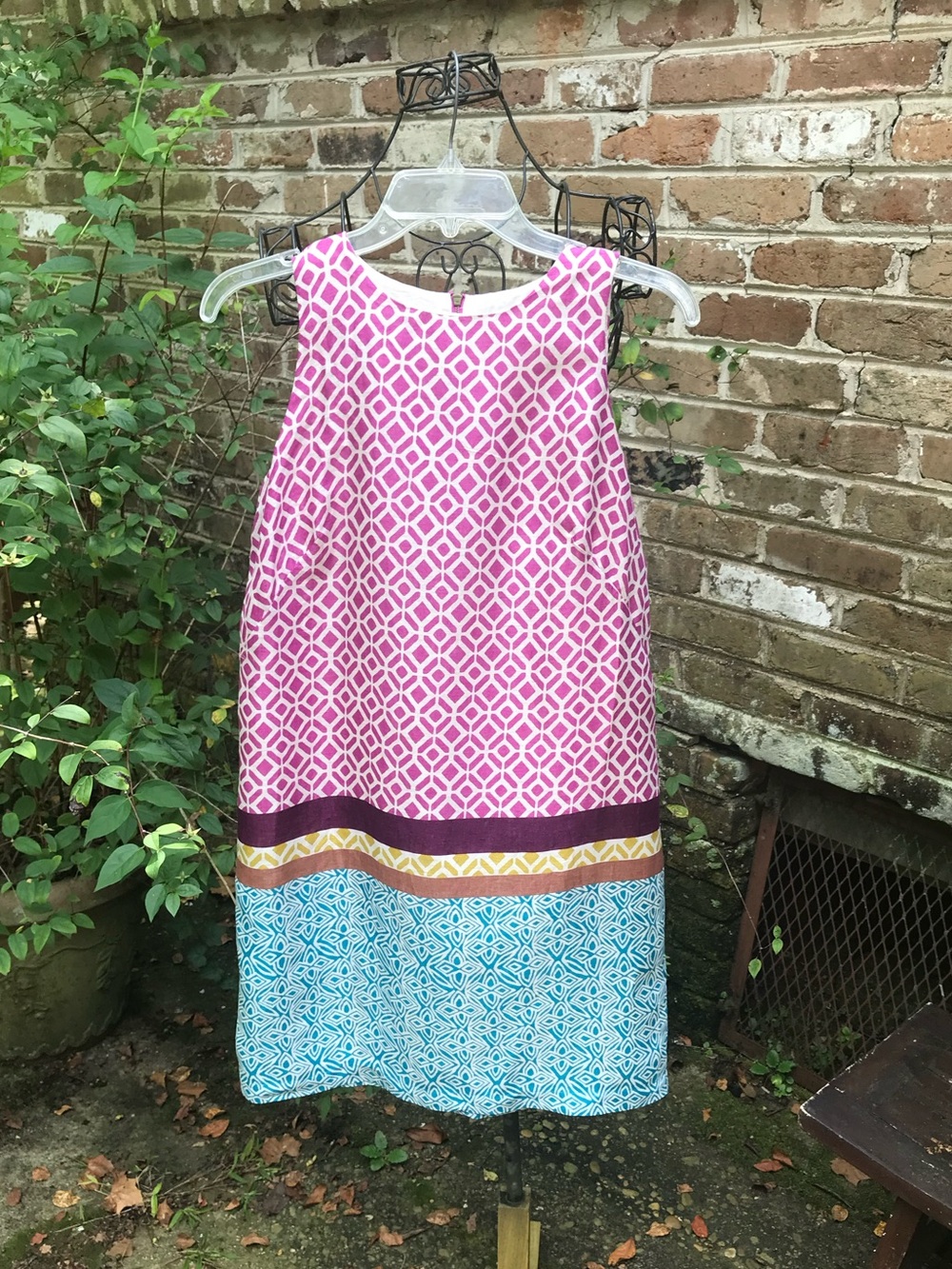 Ann Taylor LOFT- GEO COLORBLOCK LINEN SHIFT DRESS- Size 4- EUC